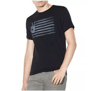 John Varvatos Peace Flag Graphic Tee USA Flag Peace Sign Black Size Small